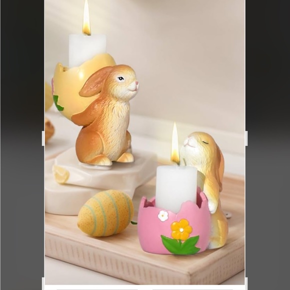 Charming Bunny Candle Holders - Pink and Orange - Picture 5 of 7